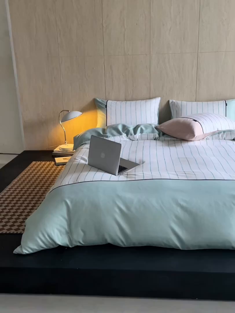 91家纺网 家纺一手货源 找家纺 安莱生活 2025新品天丝棉磨毛四件套-暖漾系列（风格二） 暖漾-蓝