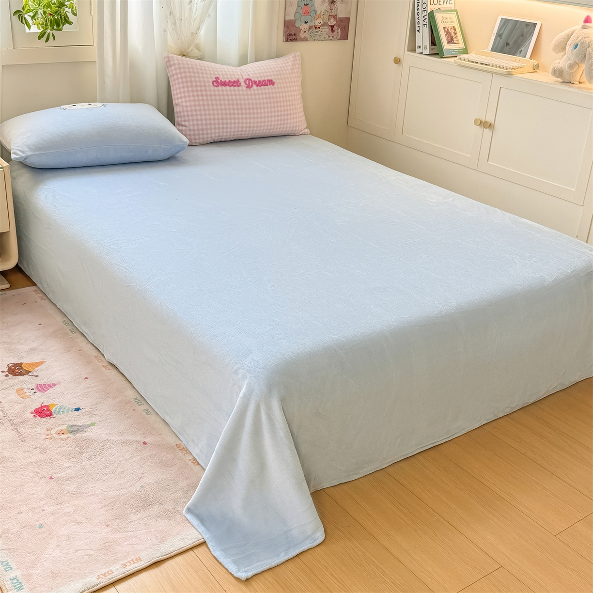 91家纺网 家纺一手货源 找家纺 （总）灰鲸 2025新款牛奶绒毛巾绣套件-猫咪蝴蝶结