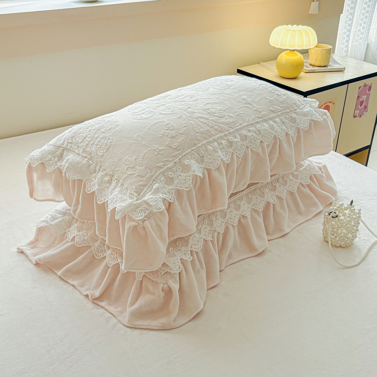 91家纺网 家纺一手货源 找家纺 锦格家纺 2024新款A类高克重牛奶绒四件套 艾洛薇【奶白】