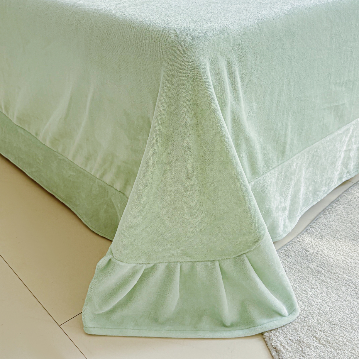 91家纺网 家纺一手货源 找家纺 锦格家纺 2024新款A类高克重牛奶绒四件套 艾洛薇【水绿】