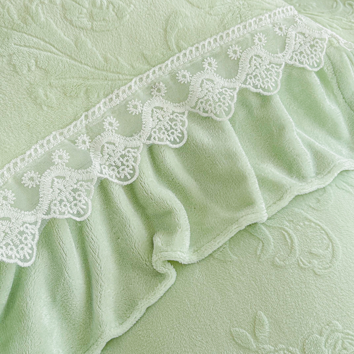 91家纺网 家纺一手货源 找家纺 锦格家纺 2024新款A类高克重牛奶绒四件套 艾洛薇【水绿】