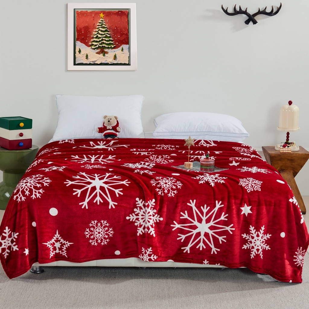 91家纺网 家纺一手货源 找家纺 （总）昊恩毛毯 2025新款跨境圣诞款亲肤毛毯被 可压缩