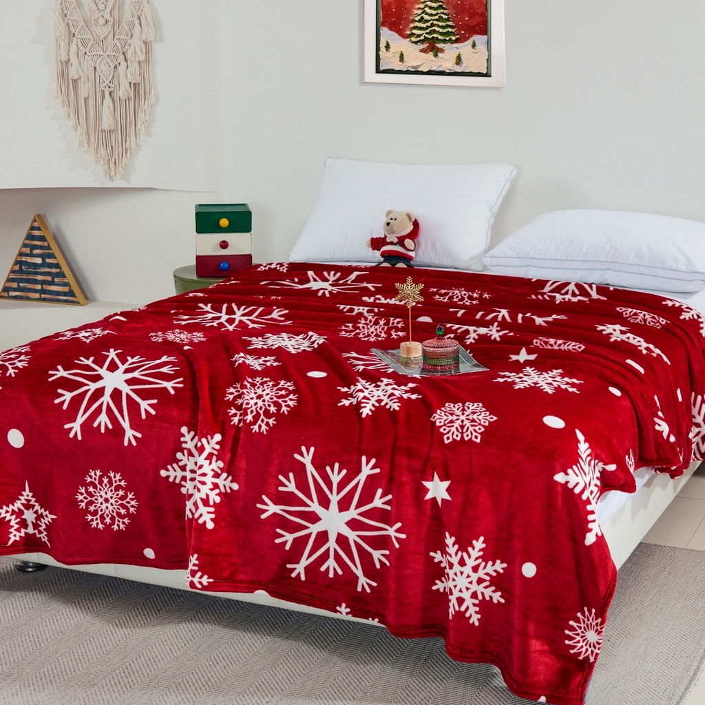 91家纺网 家纺一手货源 找家纺 （总）昊恩毛毯 2025新款跨境圣诞款亲肤毛毯被 可压缩