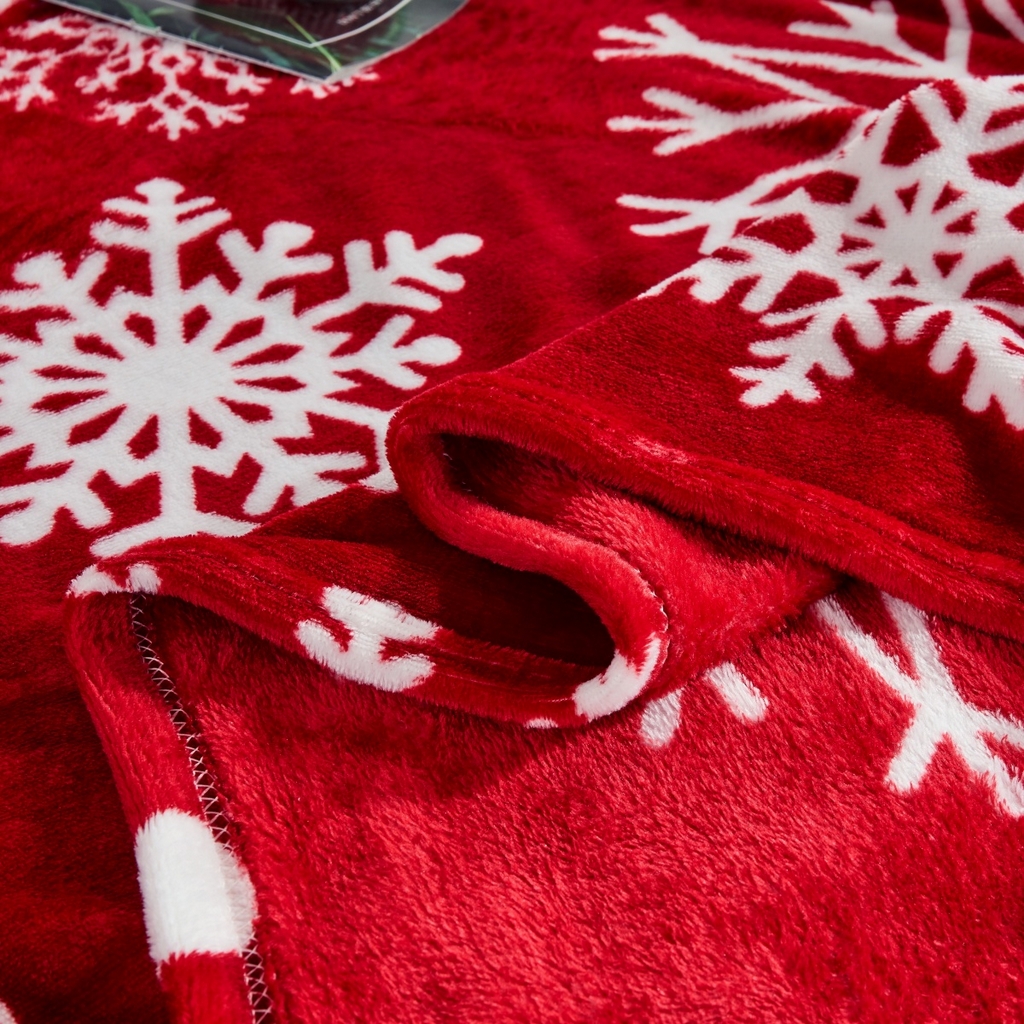 91家纺网 家纺一手货源 找家纺 昊恩毛毯 2025新款跨境圣诞款亲肤毛毯被 可压缩 圣诞雪花