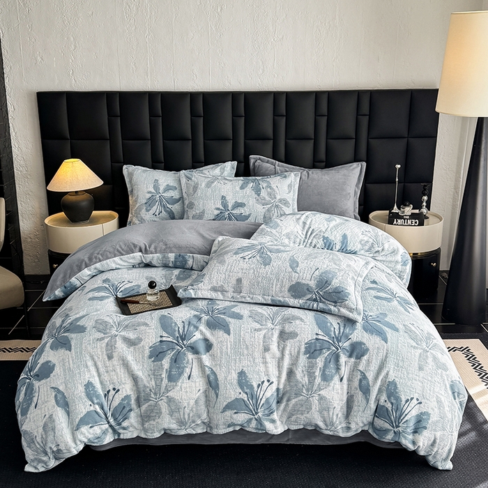 91家纺网 家纺一手货源 找家纺 （总）金盛纺 2025新款亲肤舒适高克重雕花绒系列四件套（可定制）