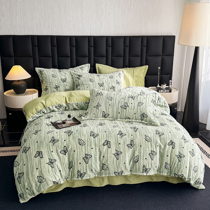 91家纺网 家纺一手货源 找家纺 （总）金盛纺 2025新款亲肤舒适高克重雕花绒系列四件套（可定制）