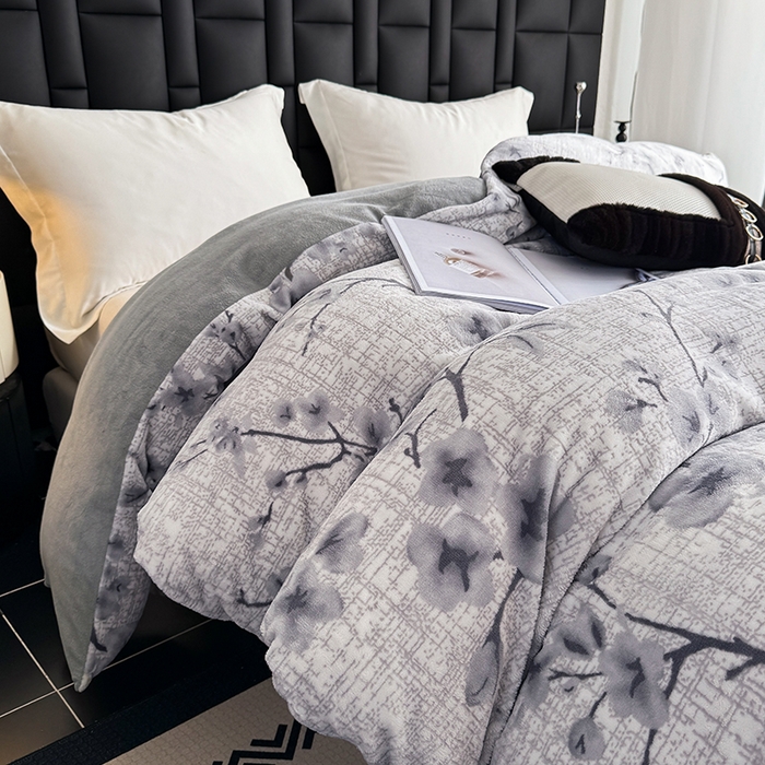 金盛纺 2025新款亲肤舒适高克重雕花绒系列单被套单品被套单件被套（可定制） 陌语-灰