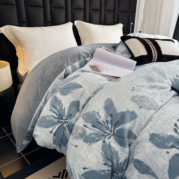 金盛纺 2025新款亲肤舒适高克重雕花绒系列单被套单品被套单件被套（可定制） 素花疏影-兰