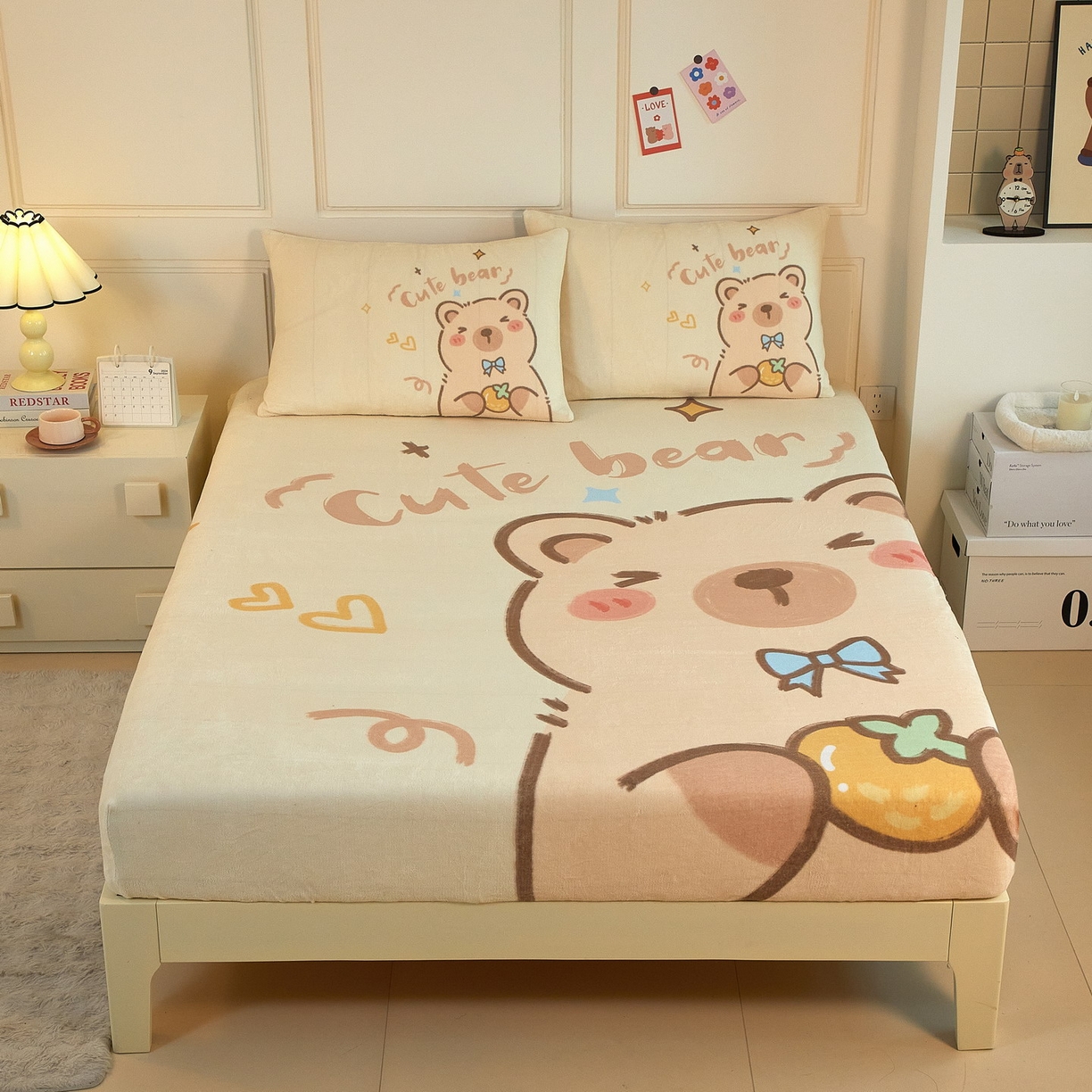 蘭菲家纺 2025新款保暖舒适卡皮巴拉牛奶绒系列单品床笠 大美豚