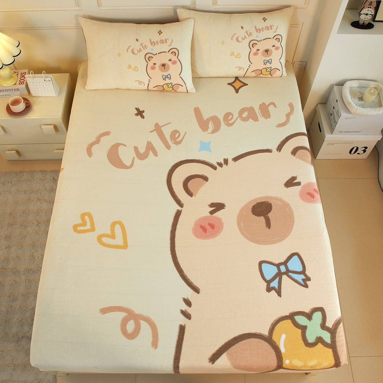 91家纺网 家纺一手货源 找家纺 蘭菲家纺 2025新款保暖舒适卡皮巴拉牛奶绒系列单品床笠 大美豚