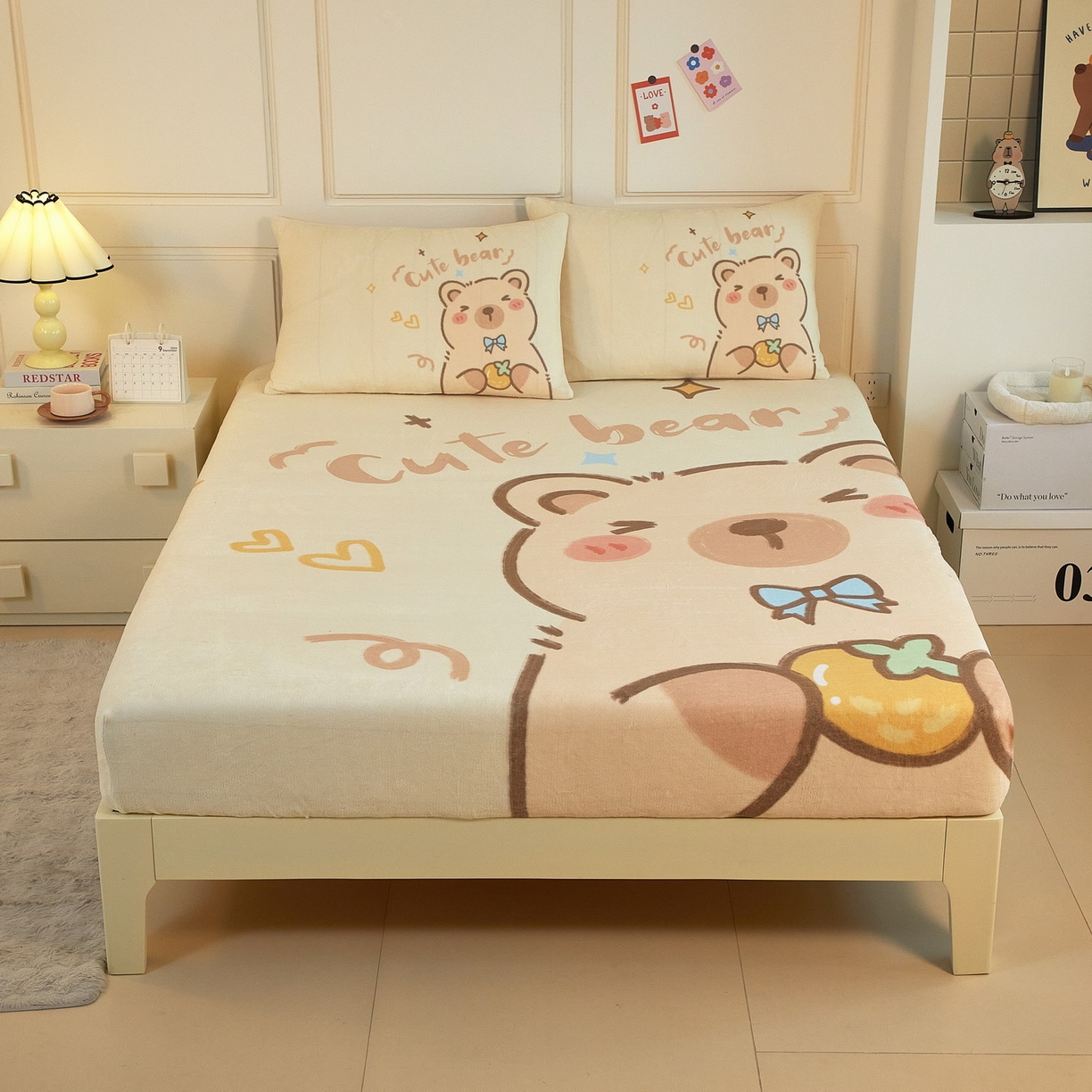 91家纺网 家纺一手货源 找家纺 蘭菲家纺 2025新款保暖舒适卡皮巴拉牛奶绒系列单品床笠 大美豚