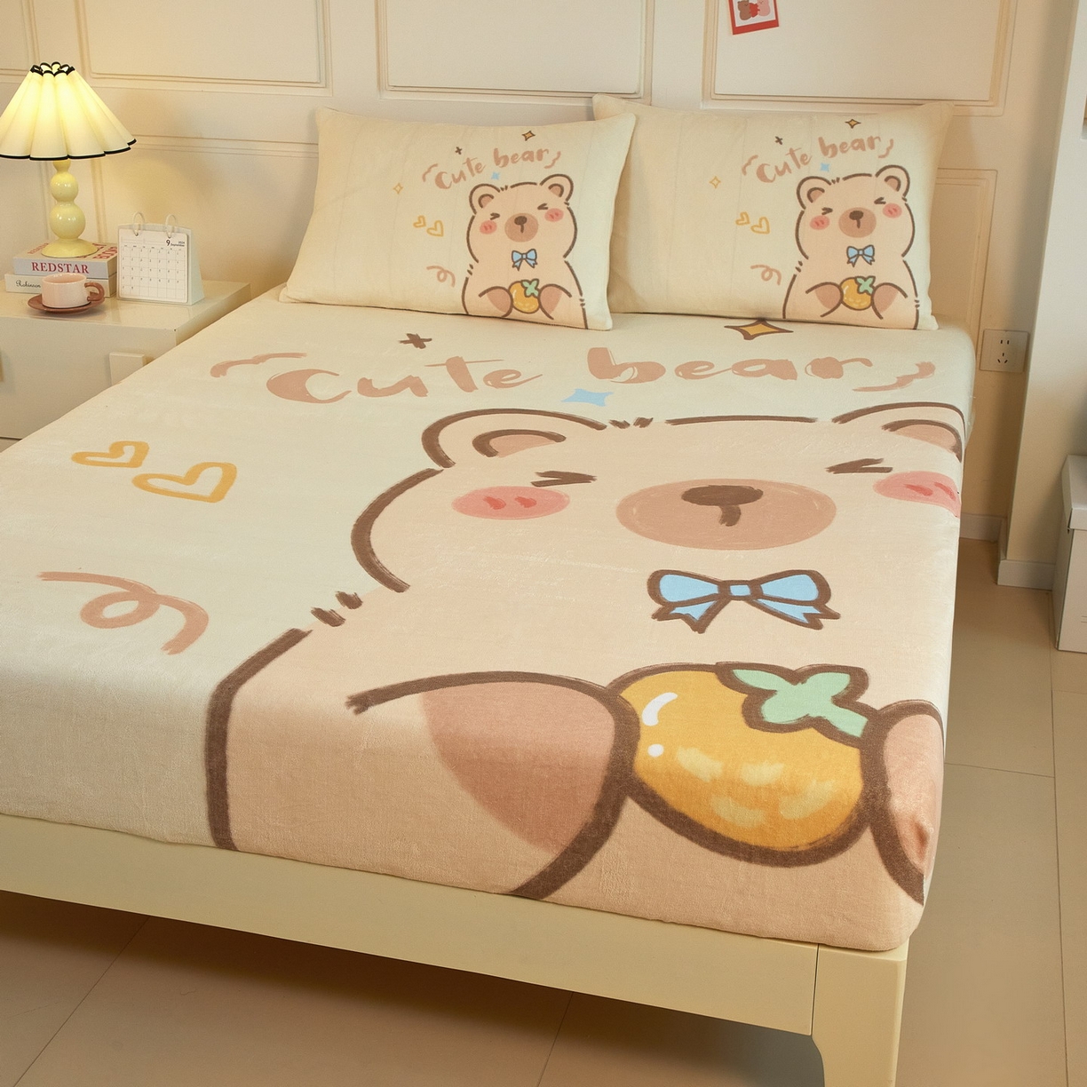 91家纺网 家纺一手货源 找家纺 蘭菲家纺 2025新款保暖舒适卡皮巴拉牛奶绒系列单品床笠 大美豚