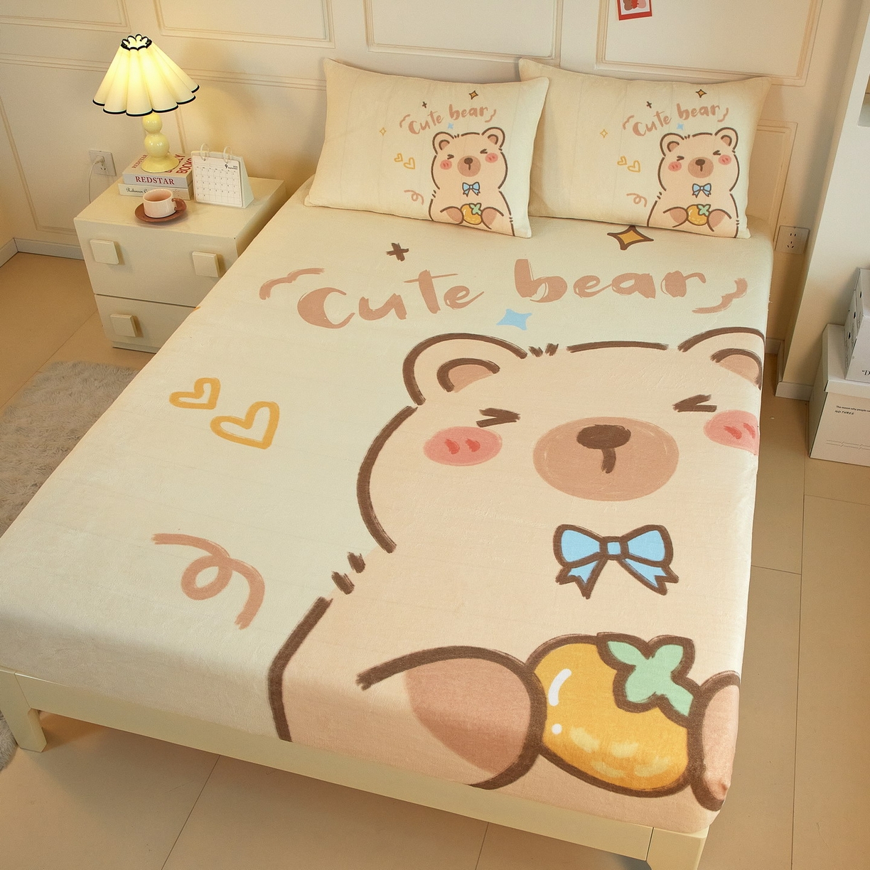 91家纺网 家纺一手货源 找家纺 蘭菲家纺 2025新款保暖舒适卡皮巴拉牛奶绒系列单品床笠 大美豚