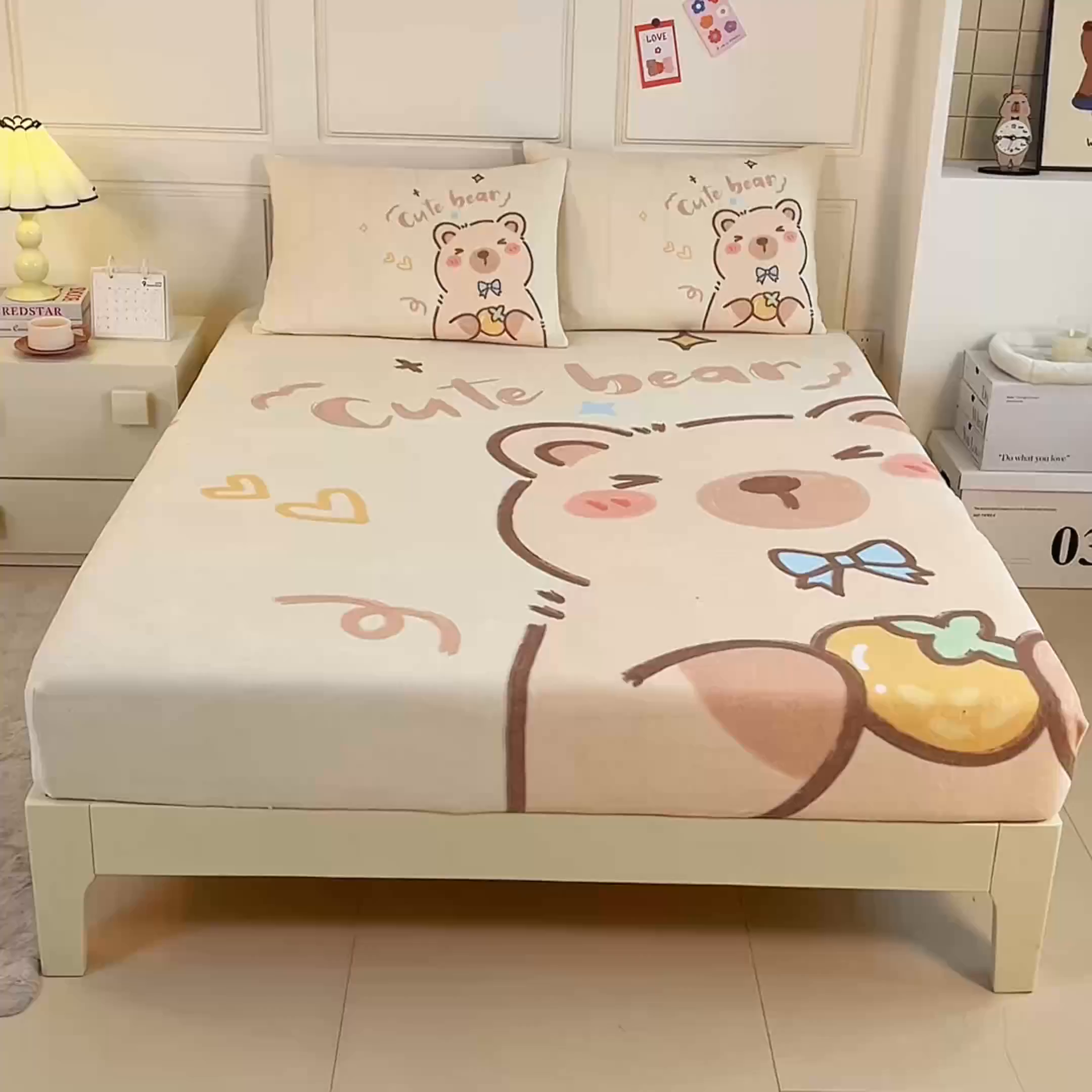 91家纺网 家纺一手货源 找家纺 蘭菲家纺 2025新款保暖舒适卡皮巴拉牛奶绒系列单品床笠 大美豚