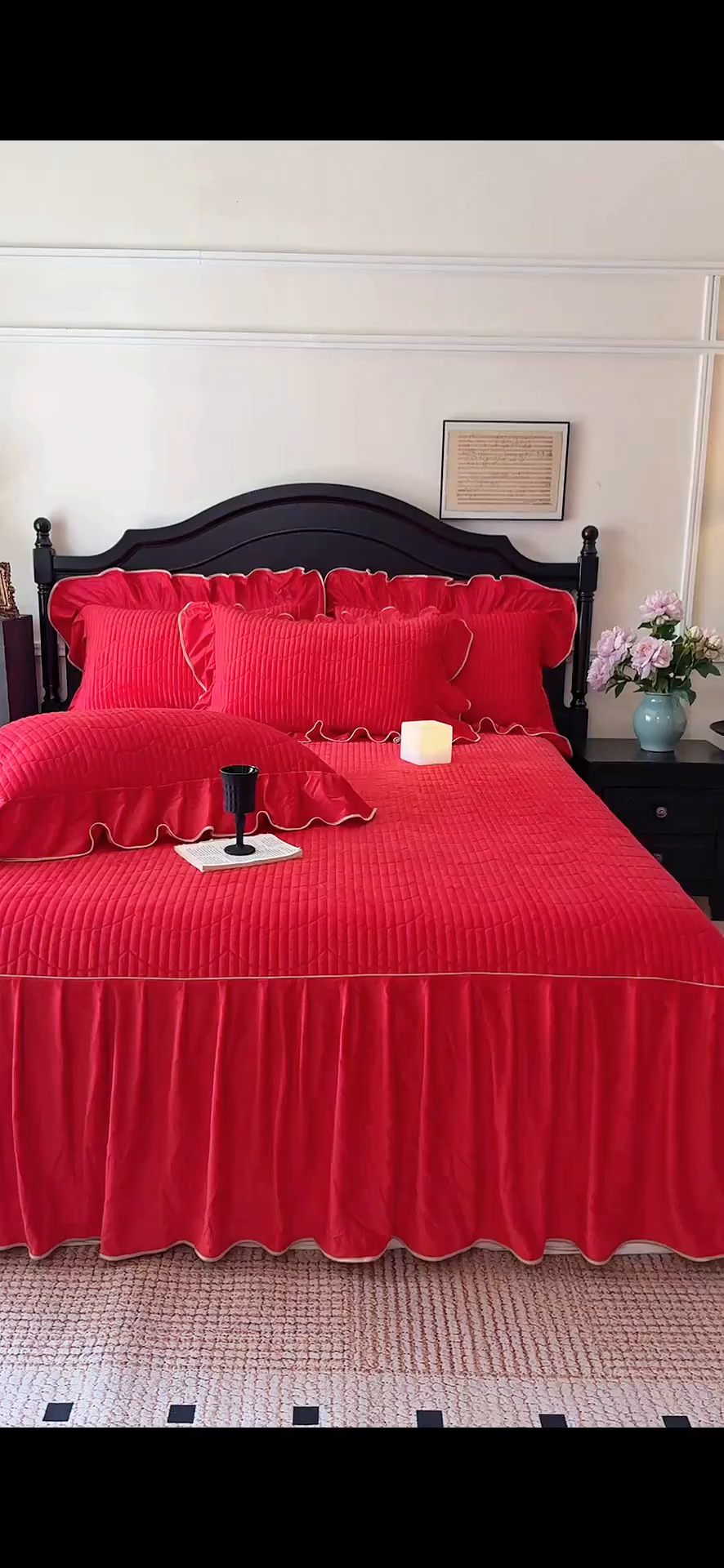 91家纺网 家纺一手货源 找家纺 （总）宜凡家纺 2025新款婴儿绒压花全夹棉床裙四件套