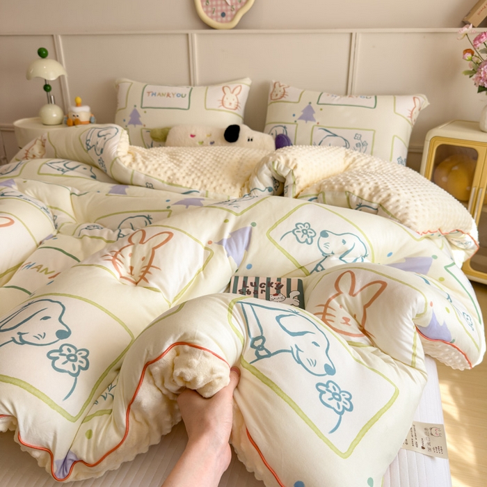 91家纺网 家纺一手货源 找家纺 米菲 2025新款针织豆豆冬被被子被芯 萌宠