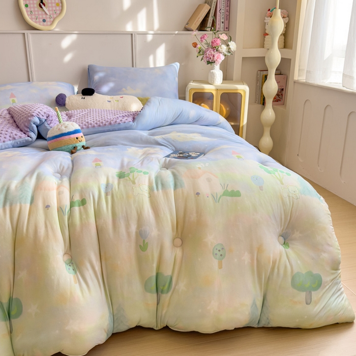 91家纺网 家纺一手货源 找家纺 米菲 2025新款针织豆豆冬被被子被芯 流光花语