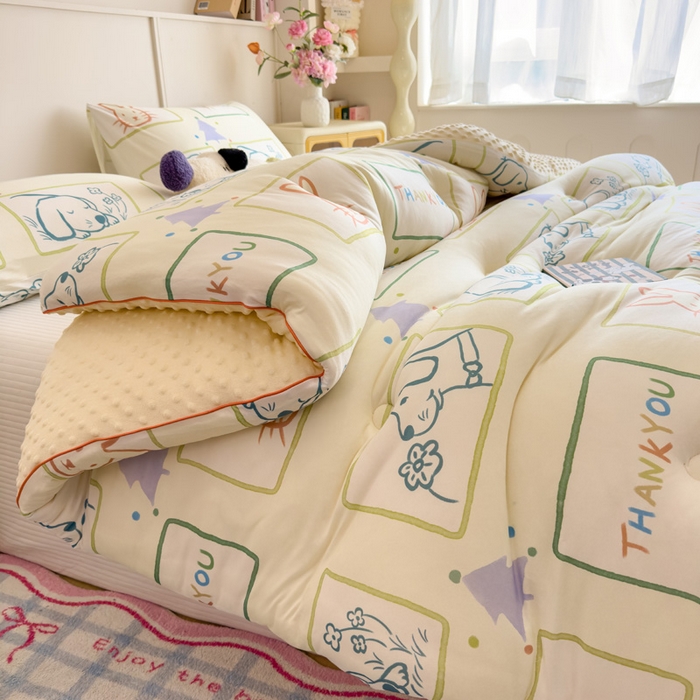 91家纺网 家纺一手货源 找家纺 米菲 2025新款针织豆豆冬被被子被芯 萌宠