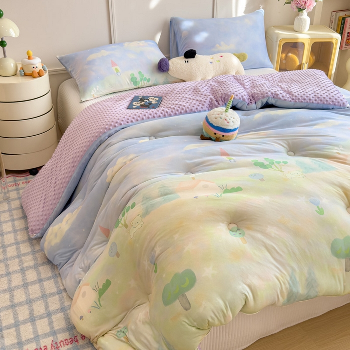 91家纺网 家纺一手货源 找家纺 米菲 2025新款针织豆豆冬被被子被芯 流光花语