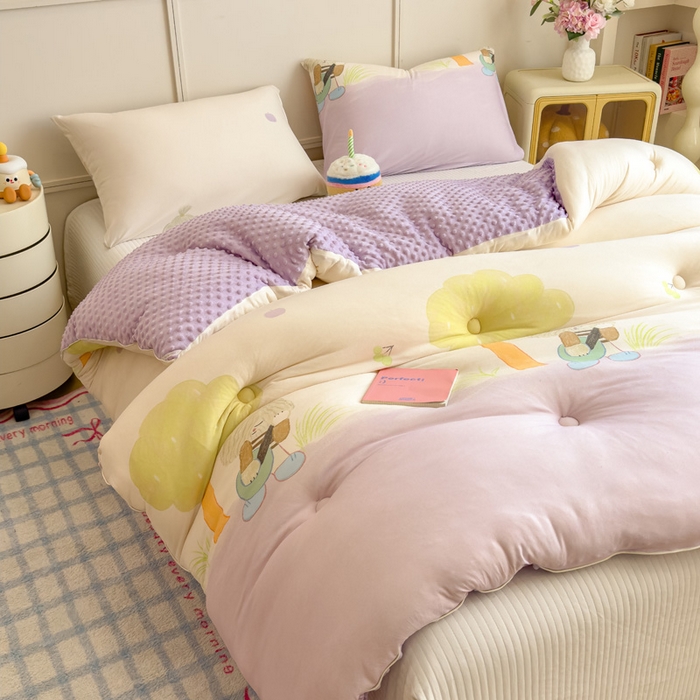 91家纺网 家纺一手货源 找家纺 米菲 2025新款针织豆豆冬被被子被芯 音乐人