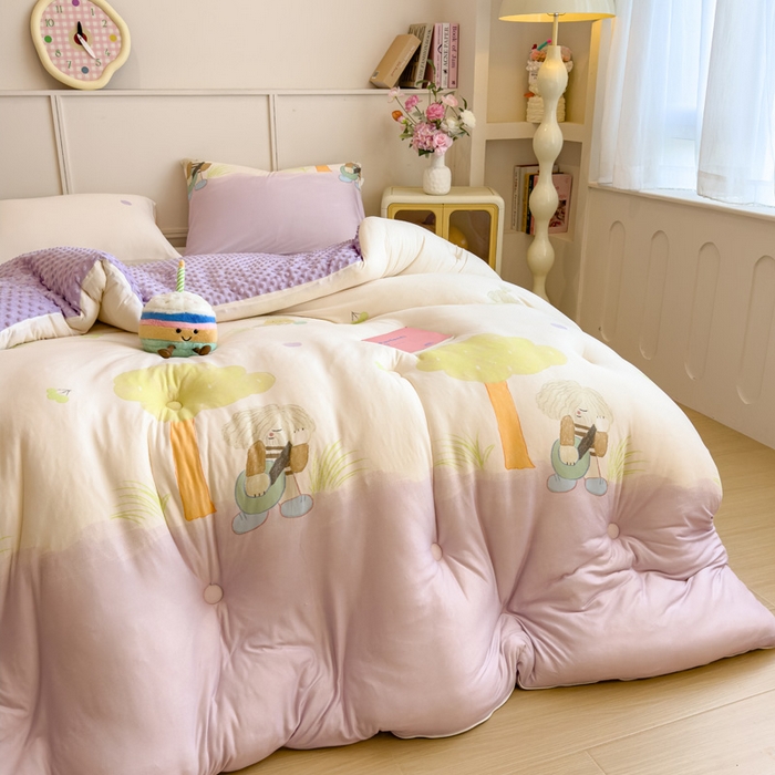 91家纺网 家纺一手货源 找家纺 米菲 2025新款针织豆豆冬被被子被芯 音乐人