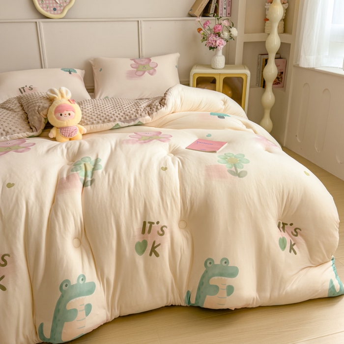 91家纺网 家纺一手货源 找家纺 米菲 2025新款针织豆豆冬被被子被芯 小伙伴