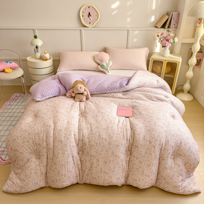 米菲 2025新款针织豆豆冬被被子被芯 花海-粉