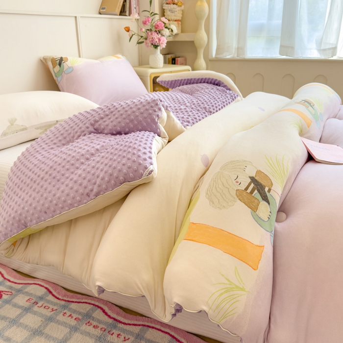 91家纺网 家纺一手货源 找家纺 米菲 2025新款针织豆豆冬被被子被芯 音乐人