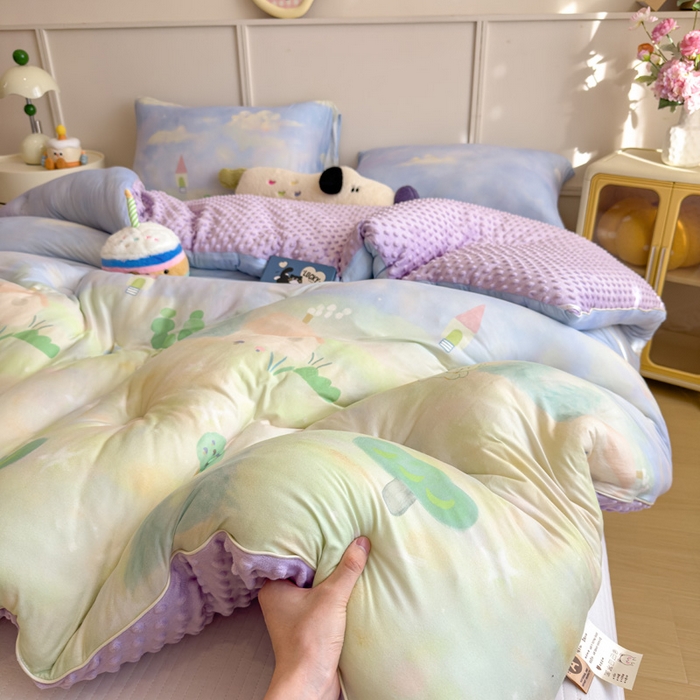 91家纺网 家纺一手货源 找家纺 米菲 2025新款针织豆豆冬被被子被芯 流光花语