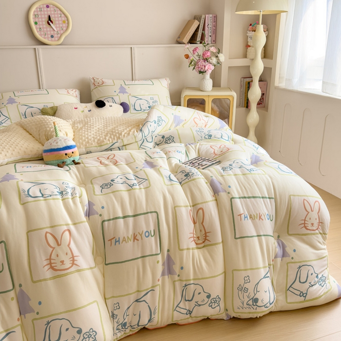 91家纺网 家纺一手货源 找家纺 米菲 2025新款针织豆豆冬被被子被芯 萌宠