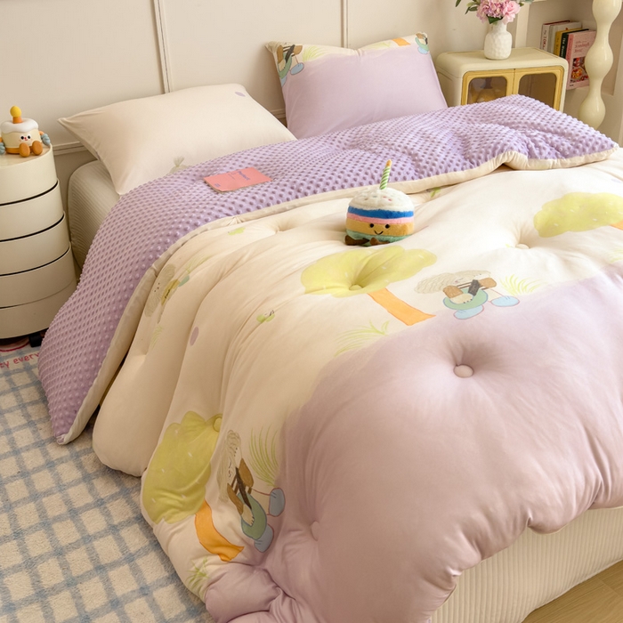 91家纺网 家纺一手货源 找家纺 米菲 2025新款针织豆豆冬被被子被芯 音乐人