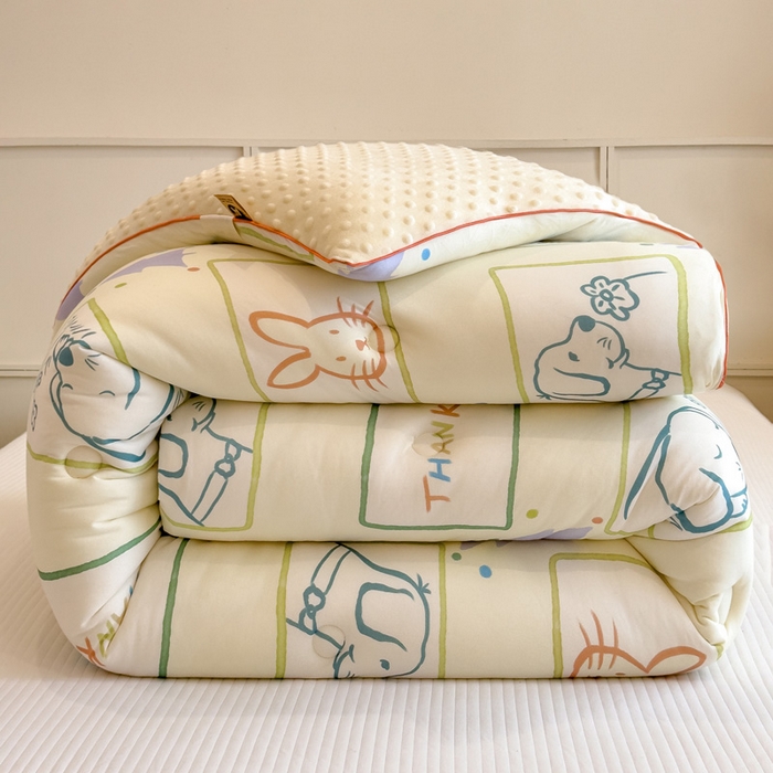 91家纺网 家纺一手货源 找家纺 米菲 2025新款针织豆豆冬被被子被芯 萌宠