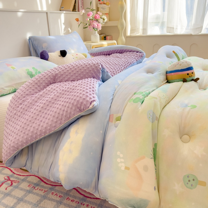 91家纺网 家纺一手货源 找家纺 米菲 2025新款针织豆豆冬被被子被芯 流光花语