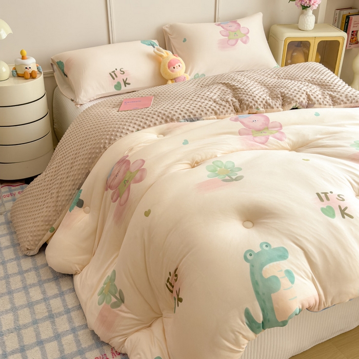 91家纺网 家纺一手货源 找家纺 米菲 2025新款针织豆豆冬被被子被芯 小伙伴