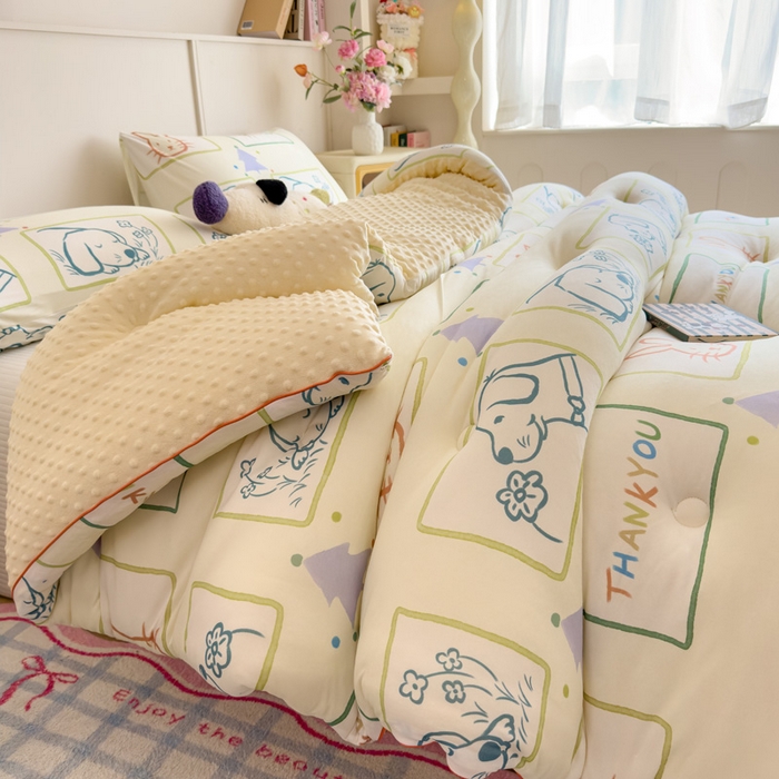 91家纺网 家纺一手货源 找家纺 米菲 2025新款针织豆豆冬被被子被芯 萌宠