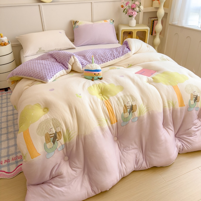 91家纺网 家纺一手货源 找家纺 米菲 2025新款针织豆豆冬被被子被芯 音乐人