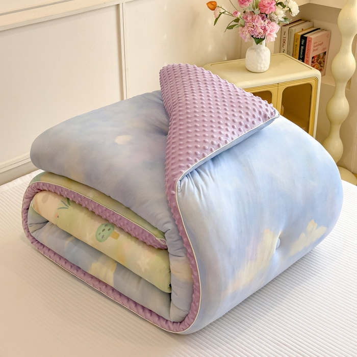 91家纺网 家纺一手货源 找家纺 米菲 2025新款针织豆豆冬被被子被芯 流光花语