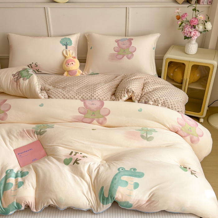 91家纺网 家纺一手货源 找家纺 米菲 2025新款针织豆豆冬被被子被芯 小伙伴