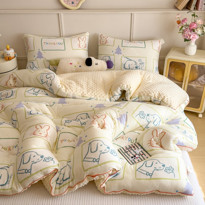 91家纺网 家纺一手货源 找家纺 米菲 2025新款针织豆豆冬被被子被芯 萌宠