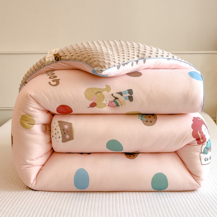 91家纺网 家纺一手货源 找家纺 米菲 2025新款针织豆豆冬被被子被芯 时尚女孩