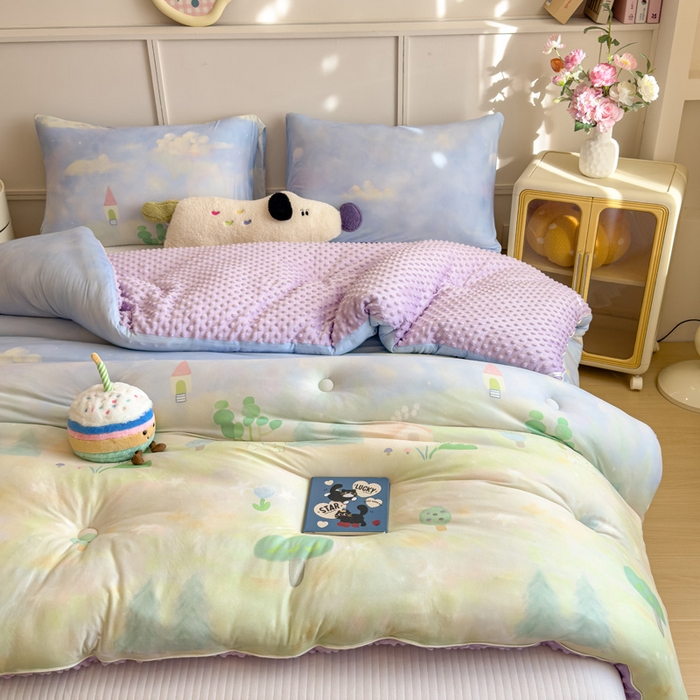 91家纺网 家纺一手货源 找家纺 米菲 2025新款针织豆豆冬被被子被芯 流光花语