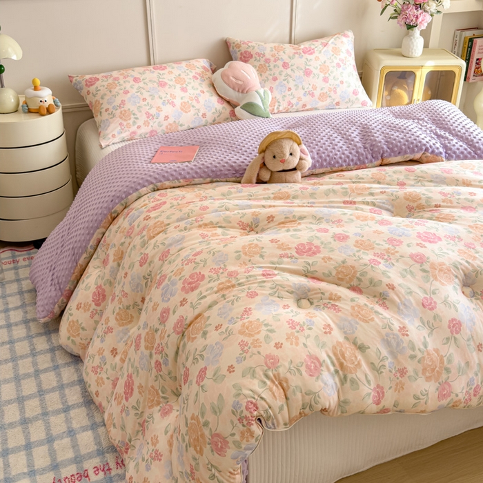 91家纺网 家纺一手货源 找家纺 米菲 2025新款针织豆豆冬被被子被芯 花裳容