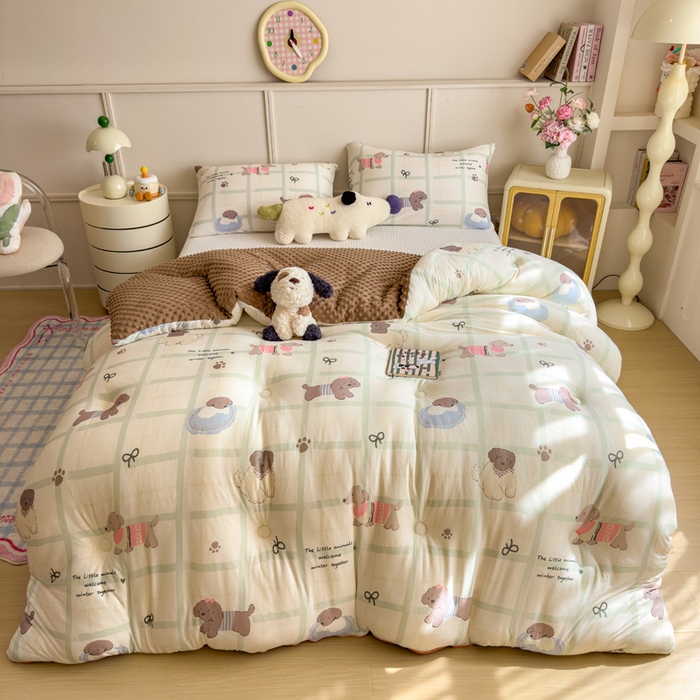 米菲 2025新款针织豆豆冬被被子被芯 复古小狗