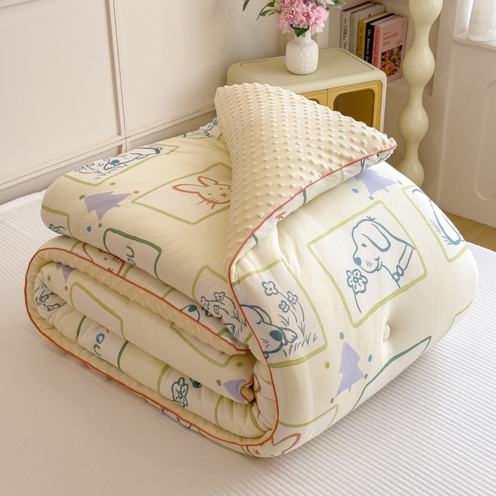 91家纺网 家纺一手货源 找家纺 米菲 2025新款针织豆豆冬被被子被芯 萌宠