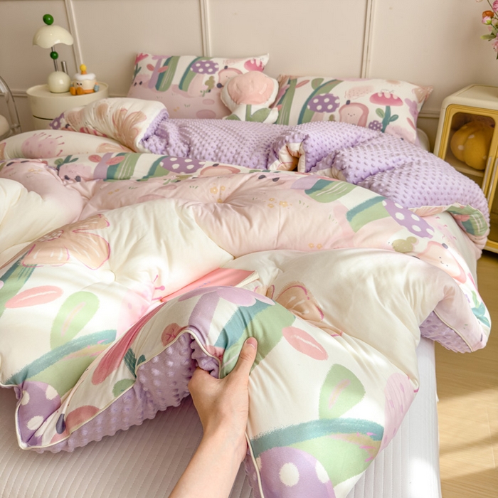 91家纺网 家纺一手货源 找家纺 米菲 2025新款针织豆豆冬被被子被芯 后花园