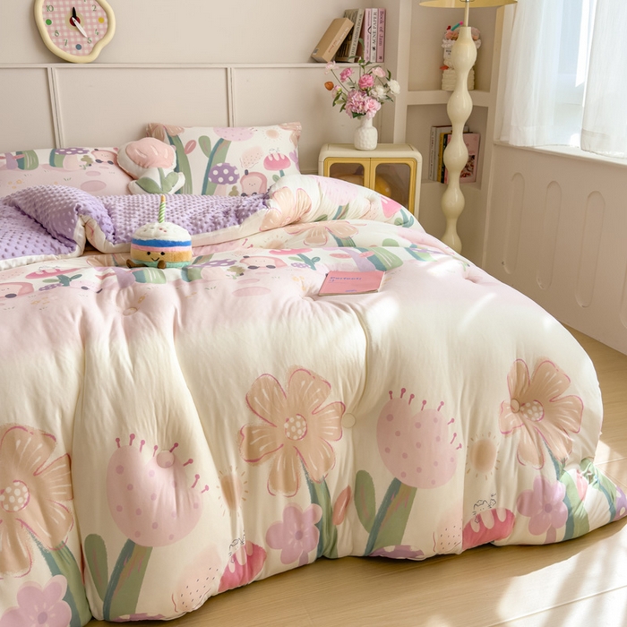 91家纺网 家纺一手货源 找家纺 米菲 2025新款针织豆豆冬被被子被芯 后花园