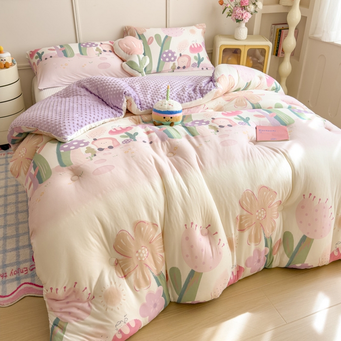 91家纺网 家纺一手货源 找家纺 米菲 2025新款针织豆豆冬被被子被芯 后花园