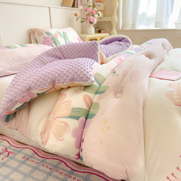 91家纺网 家纺一手货源 找家纺 米菲 2025新款针织豆豆冬被被子被芯 后花园