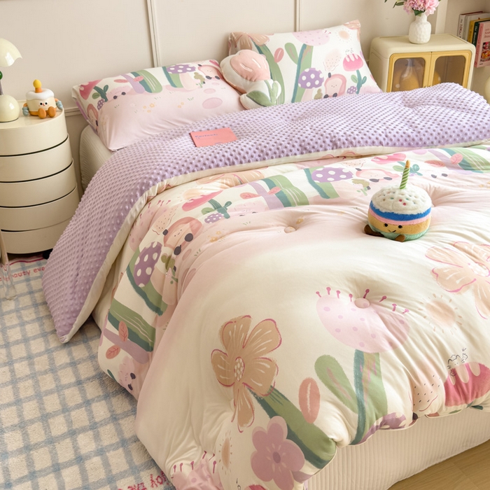 91家纺网 家纺一手货源 找家纺 米菲 2025新款针织豆豆冬被被子被芯 后花园