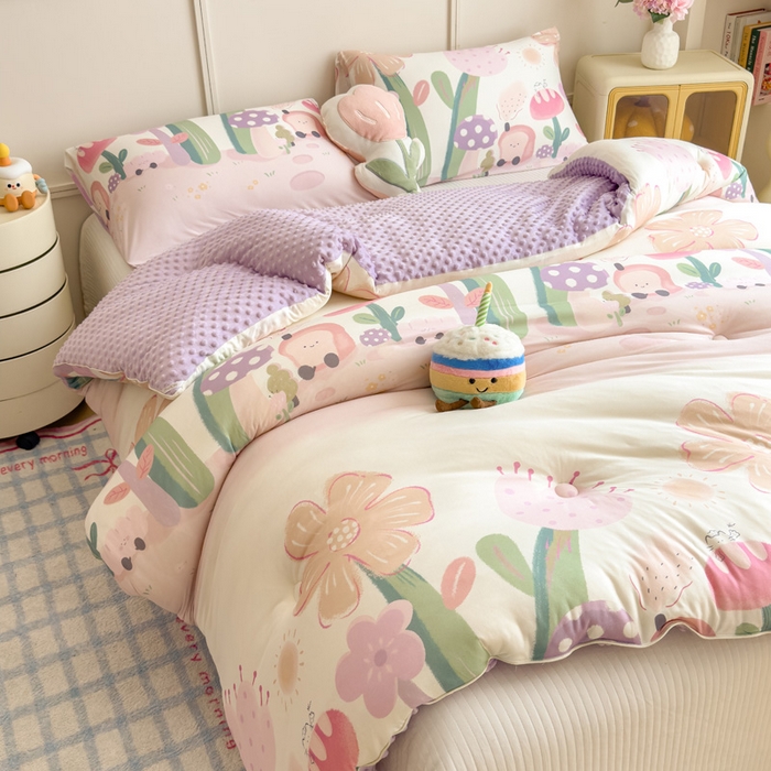 91家纺网 家纺一手货源 找家纺 米菲 2025新款针织豆豆冬被被子被芯 后花园